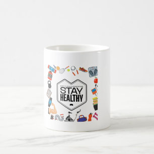 gezond blijven motiverend ontwerp koffiemok