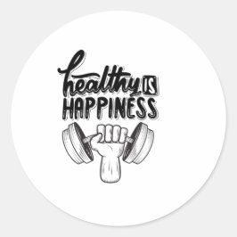 Gezond geluk is Gym Motivatie Ontwerp Ronde Sticker