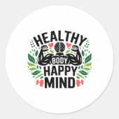 Gezond lichaam Happy Mind Gezonde levensstijl Perf Ronde Sticker (Voorkant)