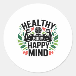 Gezond lichaam Happy Mind Gezonde levensstijl Perf Ronde Sticker