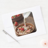 Gezond ontbijt vierkante sticker (Envelop)