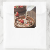 Gezond ontbijt vierkante sticker (Tas)