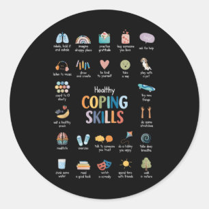 Gezonde copingvaardigheden Psycholoog Geestelijke Ronde Sticker
