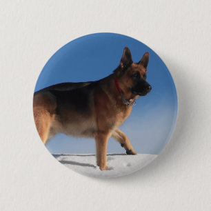 Gezonde en Happy German Shepherd Dog Ronde Button 5,7 Cm