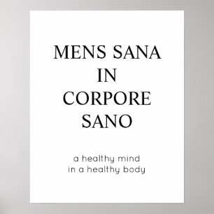 Gezonde geest in een gezond lichaam, Latijn citaat Poster