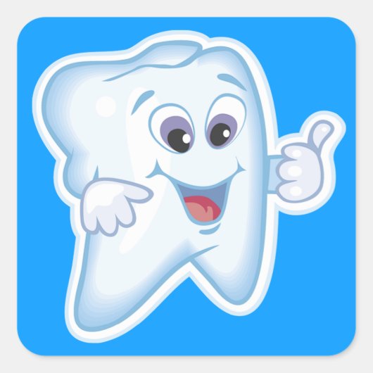 Gezonde Happy Tooth Vierkante Sticker (Voorkant)