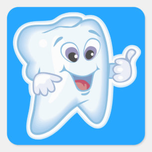 Gezonde Happy Tooth Vierkante Sticker