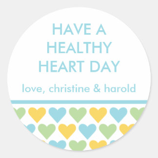 Gezonde hartblauwe Valentijnsdag, aangepast berich Ronde Sticker