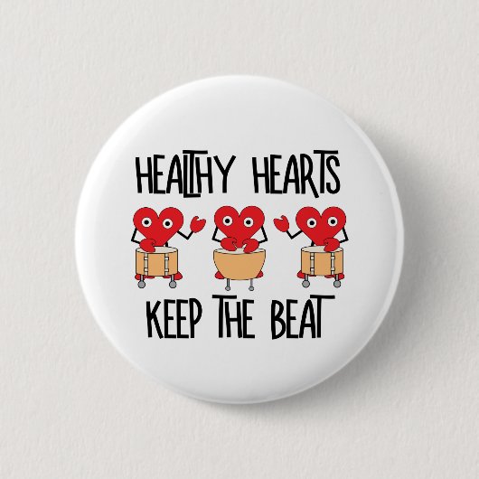 Gezonde harten ronde button 5,7 cm (Voorkant)