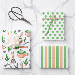 Gezonde Matcha Groene Thee Inpakpapier Set van 3 Vel