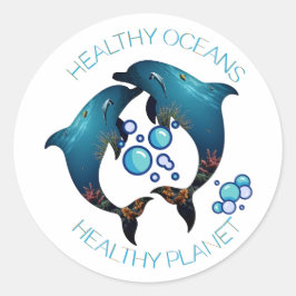 Gezonde Oceanen Dolfijnen Milieukunst Ronde Sticker