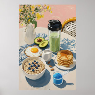 Gezonde ontbijt gym Eten Keuken Pannenkoeken Cozy Poster