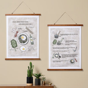 Gezonde ontbijt pasta recept illustratie hangend wandkleed