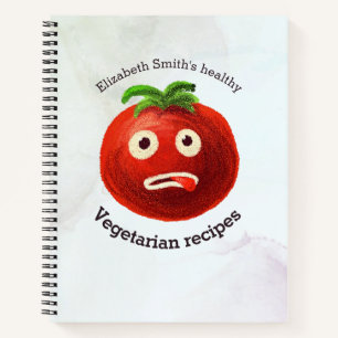 Gezonde vegetariër die de naam van Funny Tomato on Notitieboek