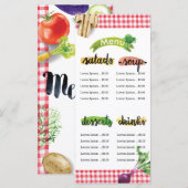 Gezonde zelfgemaakte biologische vegan menu sjablo (Voorkant / Achterkant)