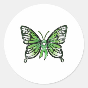 Gezondheid Bewustzijn Groen Lint Vlinder Ronde Sticker