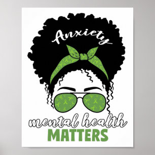 Gezondheid Bewustzijn Messy Bun Mental Health Prob Poster