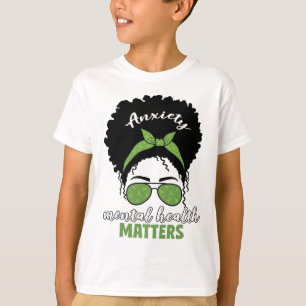 Gezondheid Bewustzijn Messy Bun Mental Health Prob T-shirt