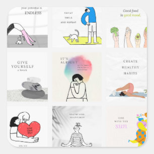 Gezondheid en welzijn vierkante sticker