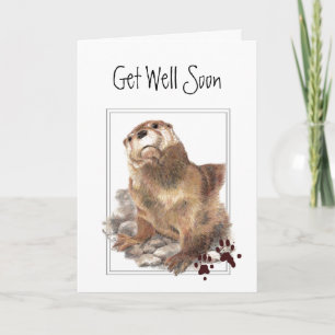 Gezondheid Gewenst, We Zorgen, Cute Otter & Schrif Kaart