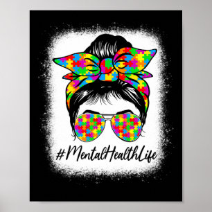 Gezondheid Messy Bun Vrouwen Ondersteuning Autisme Poster