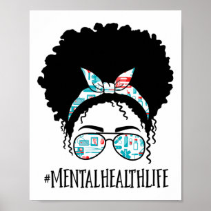 Gezondheid Zwart Afro Messy Bun Crew Afro Amerikaa Poster