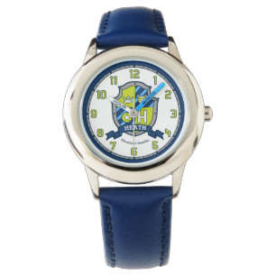 Gezondheidsbenaming die letter H crest beer blue b Horloge