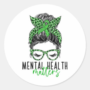 Gezondheidsproblemen Messy Bun Vrouw Neurodiversit Ronde Sticker