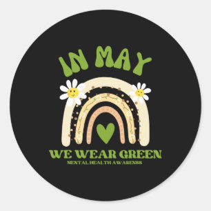Gezondheidsproblemen We Draag Green Mental Health Ronde Sticker