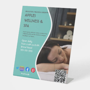 gezondheidsspa poster flyer wellness center fitnes reclamebord met voetstuk