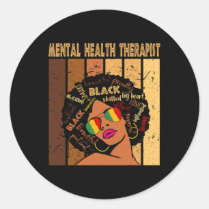 Gezondheidstherapeut Afro Vrouwen Zwart Geschieden Ronde Sticker