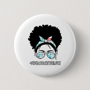 Gezondheidstherapeut Black Afro Messy Bun Afrikaan Ronde Button 5,7 Cm