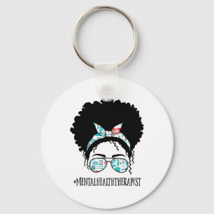 Gezondheidstherapeut Black Afro Messy Bun Afrikaan Sleutelhanger