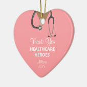 Gezondheidszorg Heroes Dank u roze gepersonaliseer Keramisch Ornament (Links)