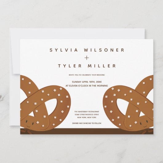 Gezouten krakelingen Illustratie Bruiloft Wit Brui Kaart (Voorkant)