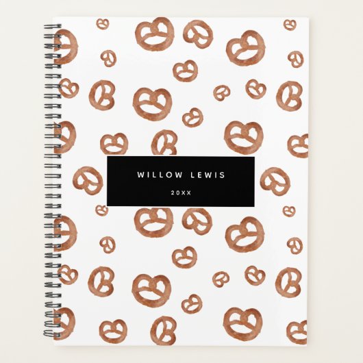 Gezouten Zachte Waterverf Pretzel Pattern Bakery Planner (Voorkant)