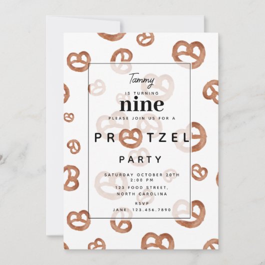 Gezouten Zachte Waterverf Pretzel Verjaardagsfeest Kaart (Voorkant)