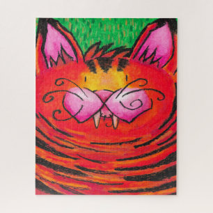Gezrimpelde Tijgerkat in Olie Schilderij Legpuzzel