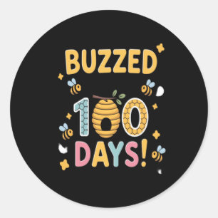 Gezwermd door 100 dagen school juf bij ronde sticker