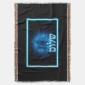 Ggloed Blue Shalom op Etched Star van David Deken (Voorkant Verticaal)