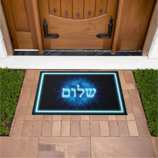 Ggloed Blue Shalom op Etched Star van David Deurmat