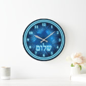 Ggloed Blue Shalom op Etched Star van David Grote Klok (Huis)