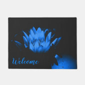Ggloed Blue Water Lily Lotus Flower Welkom Deurmat (Voorkant)