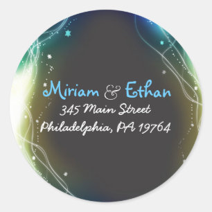 Ggloed Neon Stars Jewish Wedding Round Sticker