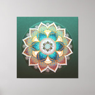 Ggloeiend Mandala - Wrapped Canvas Afdruk