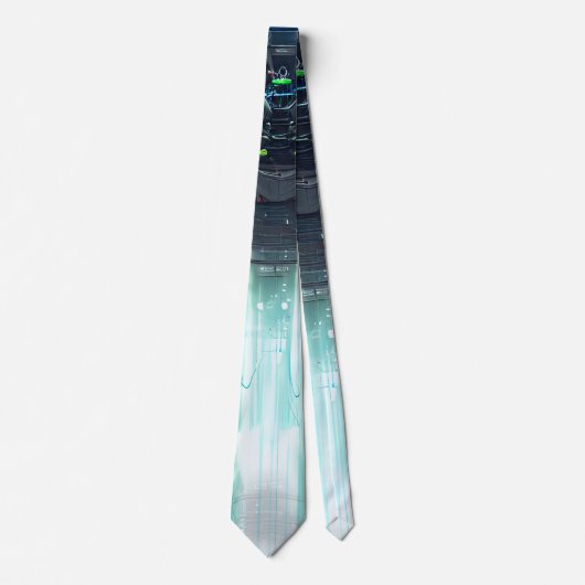 Ggloeiend Sci-Fi Synthetisch Cyber Tech Fiber Glas Stropdas (Voorkant)