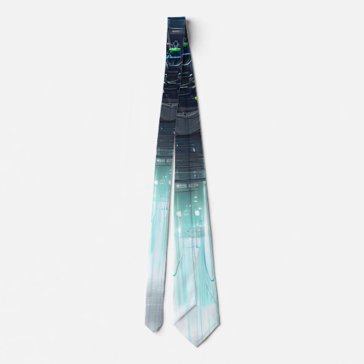 Ggloeiend Sci-Fi Synthetisch Cyber Tech Fiber Glas Stropdas (Achterkant)