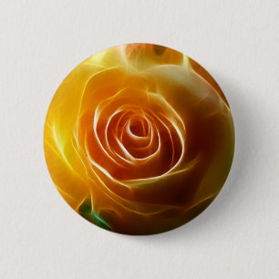 Ggloeiende gele rozenbloem Fractal Flower Art Ronde Button 5,7 Cm