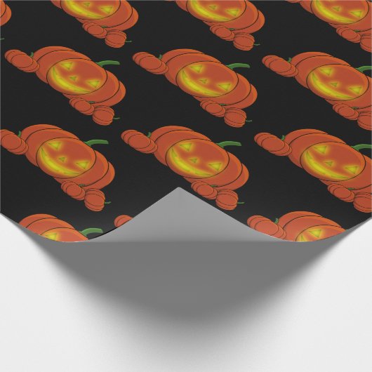 Ggloeiende Jack-o'-Lantern Pumpkin Cadeaupapier (Hoek)