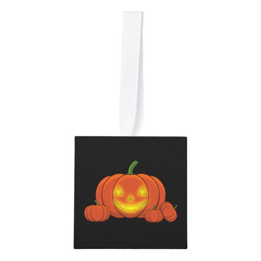 Ggloeiende Jack-o'-Lantern Pumpkin Kubus Ornament (Voorkant)